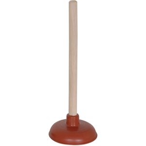 MSV Robuuste gootsteen ontstopper/plopper - hout/rubber - 14 x 32 cm