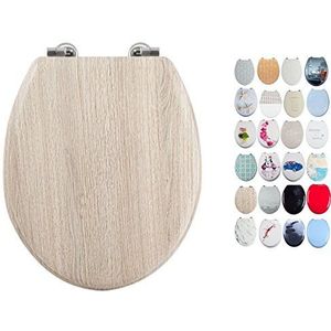 MSV - Parket - Toiletzitting Deksel - Bruin - MDF Houten Kern - Roestvrij Stalen Scharnieren