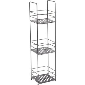 MSV badkamer/doucherek - 3-laags - staand - zwart - 17 x 16 x 63 cm - metaal