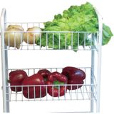 MSV Keuken/badkamer trolley - metaal - wit - met wielen - 41 x 26 x 63 cm