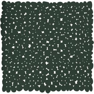 MSV Douche/bad anti-slip mat - badkamer - pvc - donkergroen - 53 x 53 cm - zuignappen - steentjes motief