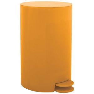 MSV Prullenbak/pedaalemmer - kunststof - saffraan geel - 3L - klein model - 15 x 27 cm - Badkamer/toilet