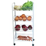 MSV Keuken/Badkamer Trolley - Metaal - Wit - met Wielen - 37 X 32 X 78 cm - met 4 Niveaus