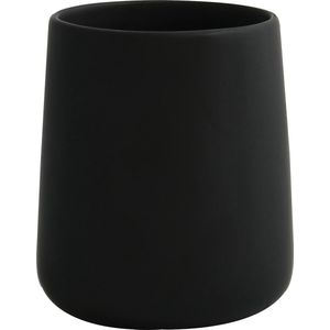 MSV Badkamer drinkbeker/tandenborstelhouder Malmo - Keramiek - zwart - 8 x 10 cm