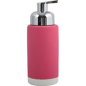 MSV Zeeppompje/Dispenser Enzo - Keramiek - Fuchsia Roze/Zilver - 6.5 X 18 cm - 275 ml