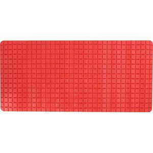 MSV Douche/bad anti-slip mat badkamer - rubber - rood - 76 x 36 cm - met zuignappen