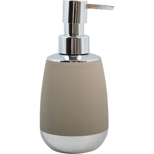 MSV Zeeppompje/Dispenser - Bilbao - ABS Kunststof - Taupe/Zilver - 8 X 17 cm - 260 ml