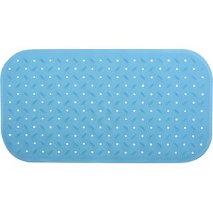 MSV Douche/bad anti-slip mat badkamer - rubber - turquoise - 36 x 65 cm - met zuignappen
