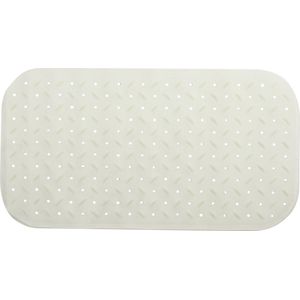 MSV Douche/bad anti-slip mat badkamer - rubber - wit - 36 x 76 cm - met zuignappen