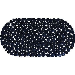 MSV Douche/bad anti-slip mat - badkamer - pvc - zwart - 39 x 99 cm - zuignappen - steentjes motief
