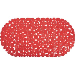 MSV Douche/bad anti-slip mat - badkamer - pvc - rood - 39 x 99 cm - zuignappen - steentjes motief