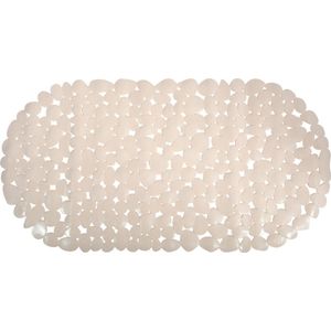 MSV Douche/bad anti-slip mat - badkamer - pvc - beige - 35 x 68 cm - zuignappen - steentjes motief