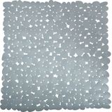 MSV Douche/bad anti-slip mat - badkamer - pvc - grijs - 54 x 54 cm - zuignappen - steentjes motief