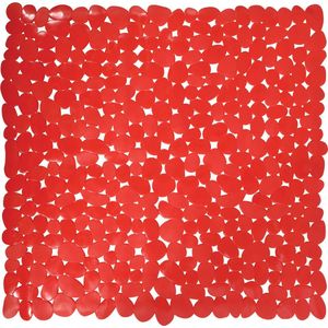 MSV Douche/bad anti-slip mat badkamer - pvc - rood - 54 x 54 cm - Badmatjes