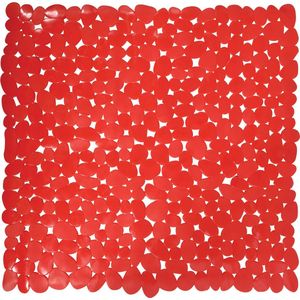 MSV Douche/bad anti-slip mat - badkamer - pvc - rood - 54  x 54 cm