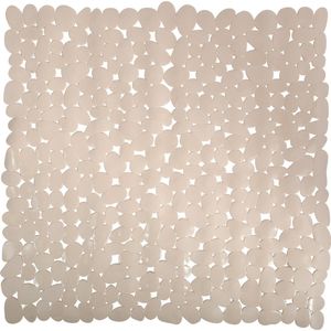 MSV Douche/bad anti-slip mat - badkamer - pvc - beige - 53  x 53 cm - zuignappen - steentjes motief