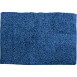 MSV Badkamerkleedje/badmat - voor op de vloer - blauw - 45 x 70 cm - polyester/katoen
