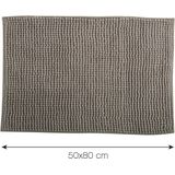 MSV Badkamerkleed/badmat tapijtje voor op de vloer - beige - 50 x 80 cm - Microvezel - anti slip