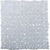 MSV Douche/bad anti-slip mat - badkamer - pvc - transparant - 53 x 53 cm - zuignappen - steentjes motief
