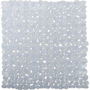 MSV Douche/bad anti-slip mat - badkamer - pvc - transparant - 53 x 53 cm - zuignappen - steentjes motief
