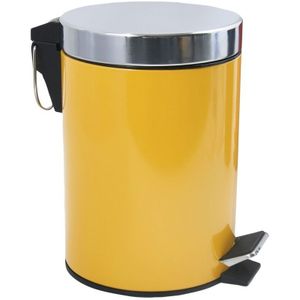 MSV Prullenbak/pedaalemmer - metaal - saffraan geel - 3 liter - 17 x 25 cm - Badkamer/toilet