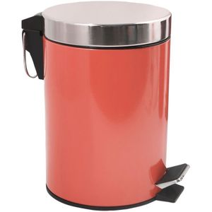 MSV Prullenbak/pedaalemmer - metaal - terracotta - 3 liter - 17 x 25 cm - Badkamer/toilet