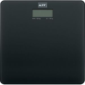 MSV Personen weegschaal - zwart - glas - 30 x 30 cm - digitaal - personenweegschalen