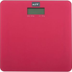 MSV Personen weegschaal - fuchsia roze - glas - 30 x 30 cm - digitaal - personenweegschalen