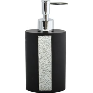 MSV Zeeppompje/Dispenser - Luanda - Kunststeen - Zwart/Zilver Glitters - 8 X 18 cm - 250 ml