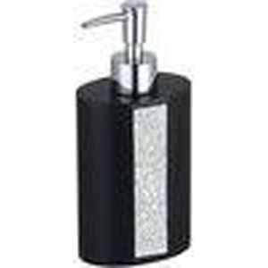MSV Zeeppompje/Dispenser - Luanda - Kunststeen - Zwart/Zilver Glitters - 8 X 18 cm - 250 ml