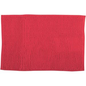MSV Badkamerkleed/badmat/toilet - voor op de vloer - rood - 60 x 90 cm - microvezel - anti-slip