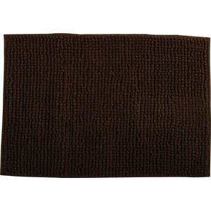 MSV Badkamerkleed/badmat/toilet - voor op de vloer - bruin/kastanje - 60 x 90 cm - microvezel - anti-slip