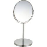 MSV Make-up spiegel - 2-zijdig/3x vergrotend - op stevige voet - chrome zilver - Dia 17 cm