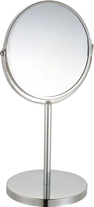 MSV Make-up spiegel - 2-zijdig/3x vergrotend - op stevige voet - chrome zilver - Dia 17 cm