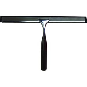 MSV Douche/badkamer raamwisser - kunststof/rvs - zwart - ophang lus aan zuignap - 25 cm - raamwisser