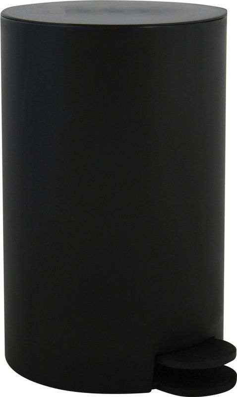 MSV Prullenbak/pedaalemmer - kunststof - zwart - 3L - klein model - 15 x 27 cm - Badkamer/toilet
