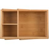MSV Make-up badkamer sorteer organizer - 2 laags bakje - 25 x 16 cm - bamboe