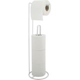 MSV Wc/Toiletrolhouder Reservoir - Metaal - Wit - 54 cm - Voor 4/5 Rollen