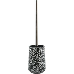 MSV Toiletborstel houder Safari - kunststeen - zwart/mozaiek - 37 x 9 cm