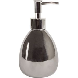 MSV Zeeppompje/dispenser - Kymi - keramiek - zilver kleur - 9 x 16 cm - 260 ml