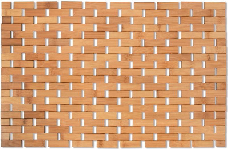 MSV Badkamerkleedje/badmat voor op de vloer - bamboe hout - 42 x 64 cm