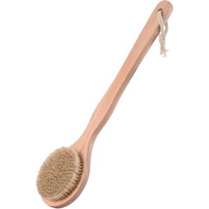 Bad/douche scrub massage borstel - hout - 40 cm - harde stevige borstels