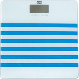 MSV Personen weegschaal - wit/blauw - glas - 29 x 29 cm - digitaal - personenweegschalen