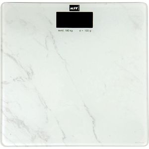 MSV Personen weegschaal - Marmer look - glas - 29 x 29 cm - digitaal - personenweegschalen