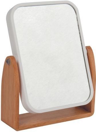 MSV - Oslo - Spiegel - Wit - Bamboe Voet - 16,3 x 5,5 x 19,5 cm