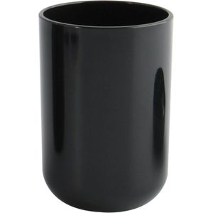 MSV Badkamer drinkbeker Porto - PS kunststof - zwart - 7 x 10 cm