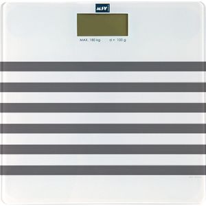 MSV Personen weegschaal - wit/grijs - glas - 29 x 29 cm - digitaal - personenweegschalen