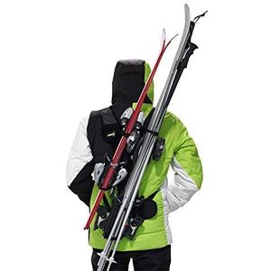 Wantalis - Skiback – een revolutionair product om je ski's handsfree te dragen – aanpasbare en verstelbare schouderbanden, zwart