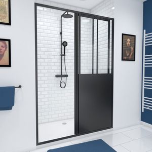 Aurlane - Douche Schuifdeur Fabrik 120 X 200cm - Zwart Profiel - 5 Mm Helder Glas | Douche