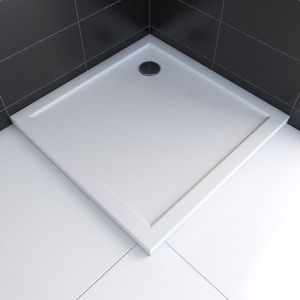 Douchebak extra plat in wit versterkt acryl 70x70x4cm - WHITENESS 70